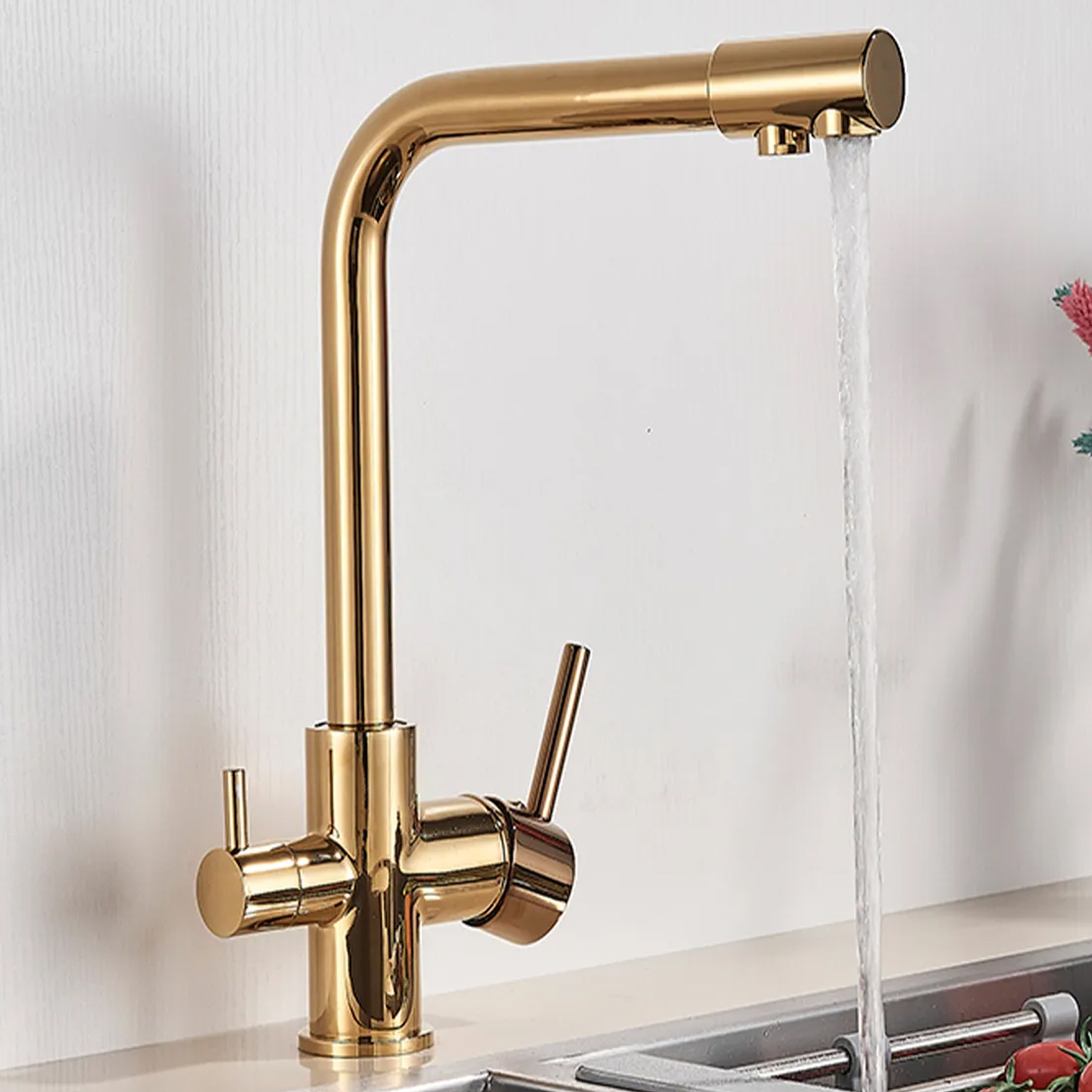 Gold 3 Yollu Arıtma Çıkışlı Aç Kapa Mutfak Eviye Bataryası